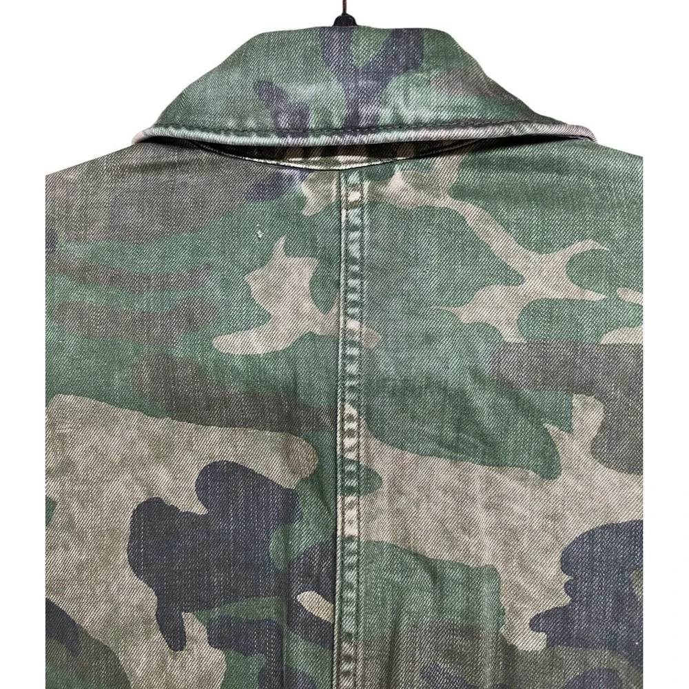 Free People Zippered Camouflage Denim‎ Military Jacket Women’s Size Small